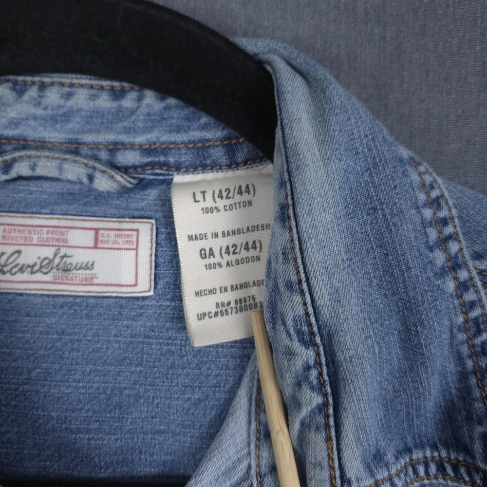 Vintage Levis Denim Utility Shirt Mens Large‎ Blue Faded Metal Button Workwear